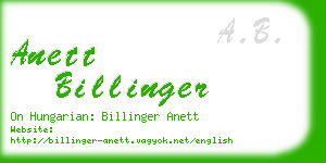 anett billinger business card